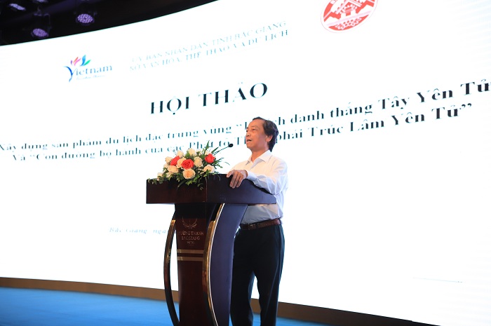 Ông Dương Hồng Cơ, Phó Giám đốc Sở VHTTDL Bắc Giang phát biểu tại Hội thảo